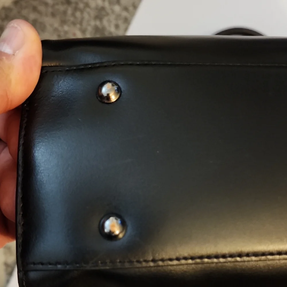 Lodis Black Leather Top-Handle Tote